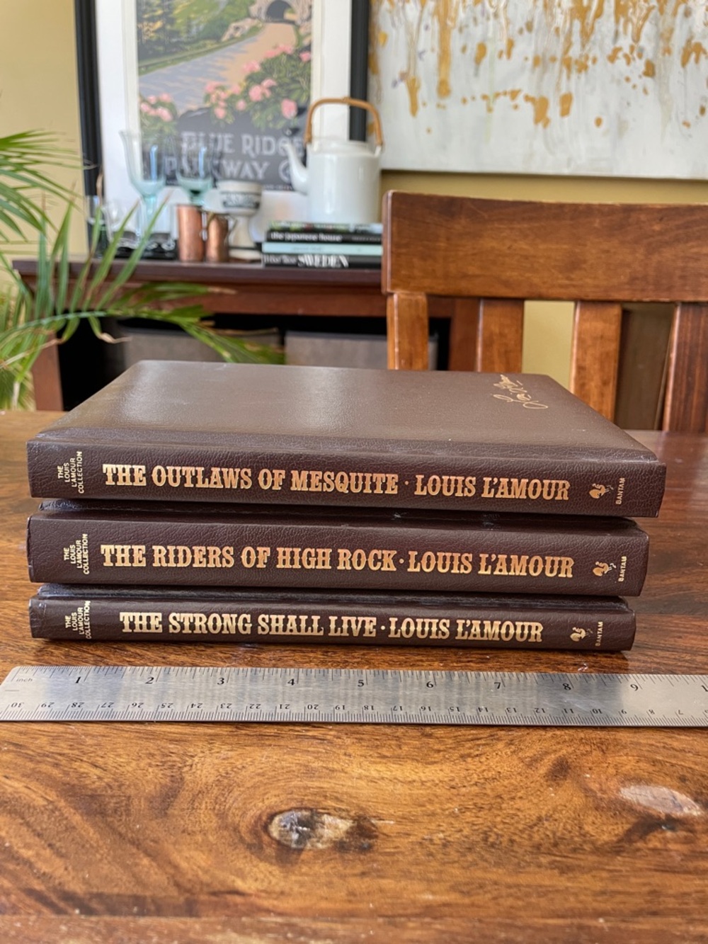 3 Louis Lamour L'Amour Brown Vintage Leatherette Hardcover Western Book Set